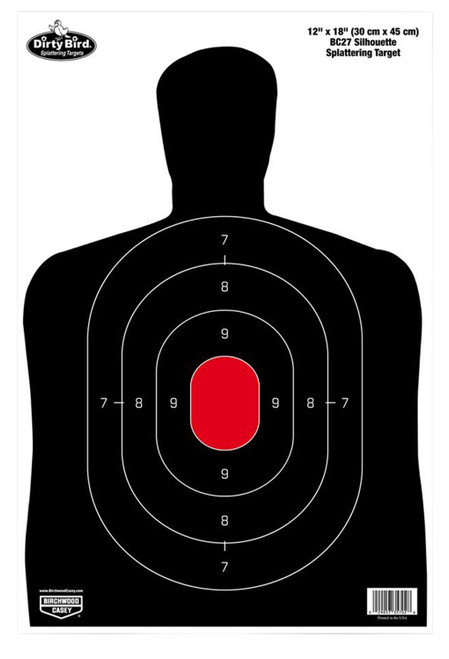 Birchwood Casey Dirty Bird BC-27 Silhouette Hanging Tagboard Pistol Target 12" x 18" 100 Per Package