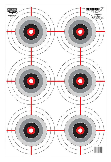 Birchwood Casey 37063 Bullseye EZE-Scorer Practice Paper Target 12"x18" 100 Count