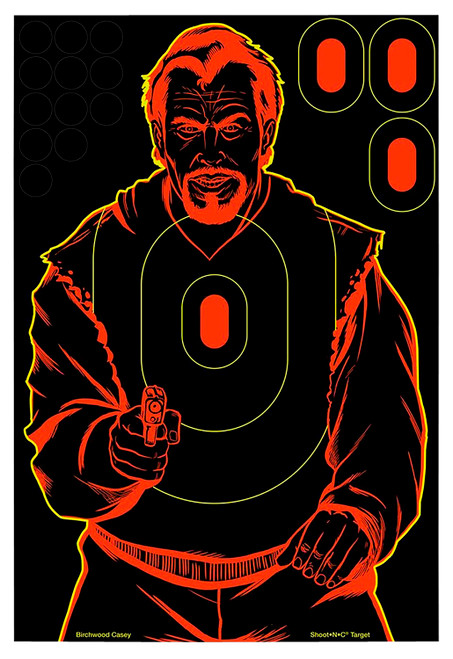 Birchwood Casey 34643 Shoot-N-C Reactive Target Self-Adhesive Paper Black/Red 12"x18" Bad Guy Silhouette 100 Pack
