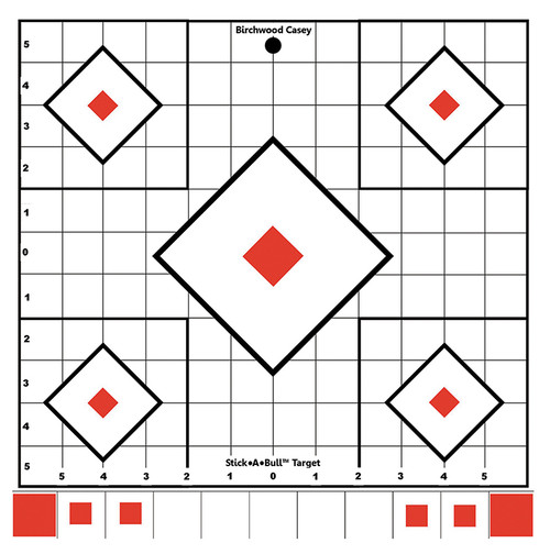 Birchwood Casey Stick-A-Bull 12" 5-Diamond Self-Adhesive Sight-In Paper Range Targets 5 Pack