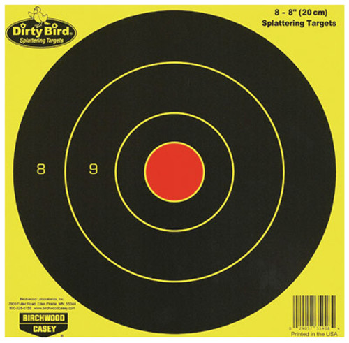 Birchwood Casey 35908 Dirty Bird 8" Bullseye Paper Hanging Universal Black/Yellow 8 Per Pkg