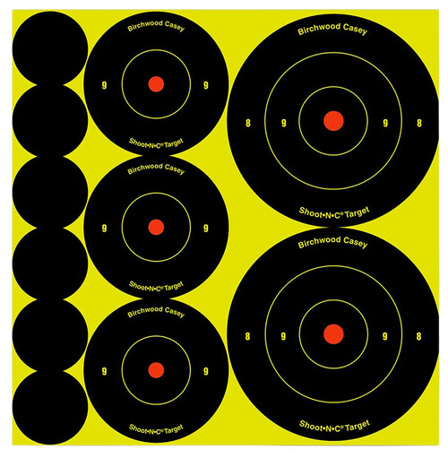 Birchwood Casey Shoot-N-C 132-Pack Self-Adhesive Reactive Bullseye Targets Black and Yellow