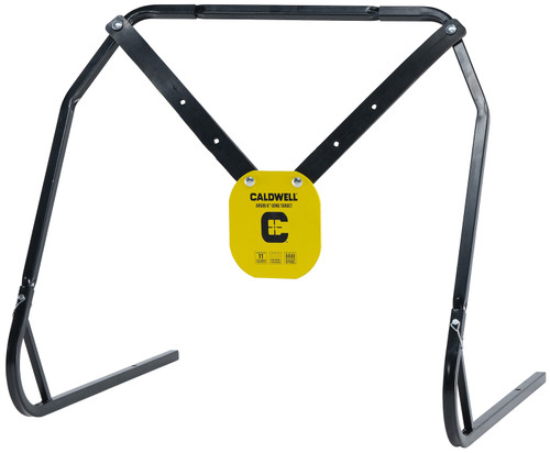 Caldwell AR500 Steel 8" Yellow Gong and Target Stand Set Including XL Strap Hangers