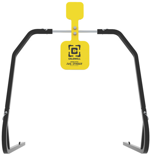 Caldwell Dual Spinner Yellow AR500 Steel Shooting Target 3/8 Inch Thick with 5" and 8" Gong Plates