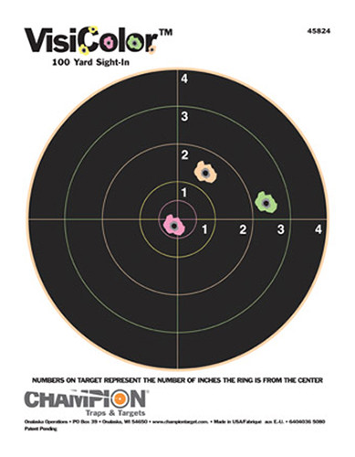 Champion Targets 45824 VisiColor Bullseye Paper Hanging Pistol/Rifle 8.50" x 11" Multi-Color Includes Pasters 10 Pack