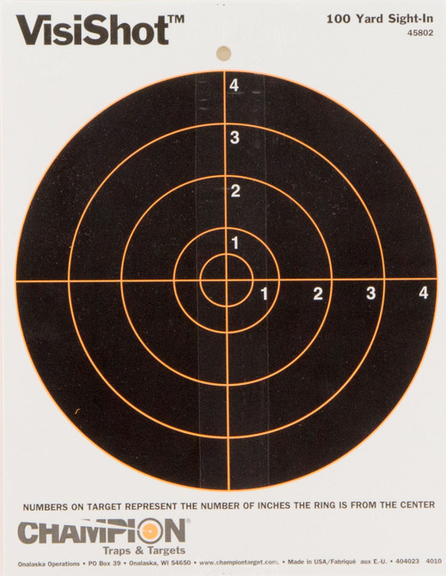 Champion VisiShot Reactive 8" Bullseye Paper Hanging Targets 10 Pack