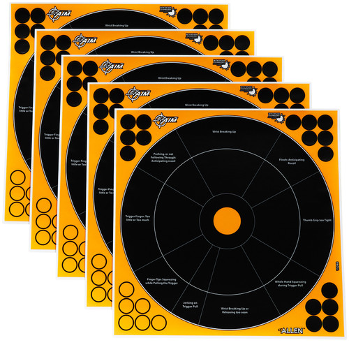 EZ-Aim 15248 Splash Reactive Self-Adhesive Paper Black/Orange 12" Bullseye 5 Pack
