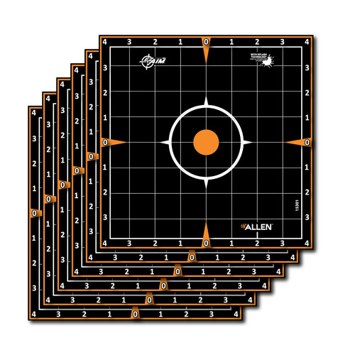 EZ-Aim 15301 8-Inch Splash Reactive Adhesive Sight-In Grid Targets – Black & Orange, 6-Pack