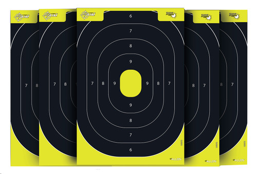 EZ-Aim Splash Reactive Paper IPSC Silhouette Targets, Hanging, Chartreuse/Black, 30 Per Pkg