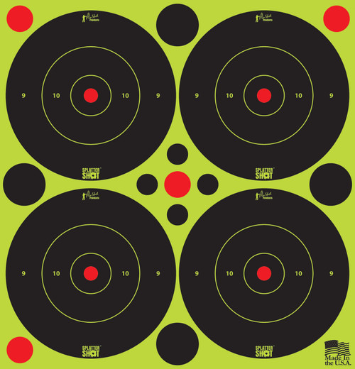 Pro-Shot 3BGREEN48 SplatterShot Self-Adhesive Paper Black/Green 3" Bullseye 12Pack/48Targets