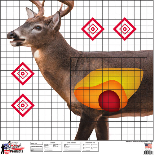 Pro-Shot Whitetail Deer Life-Size Sight-In Heavy Paper Targets 25"x25" Multi-Color 5 Pack