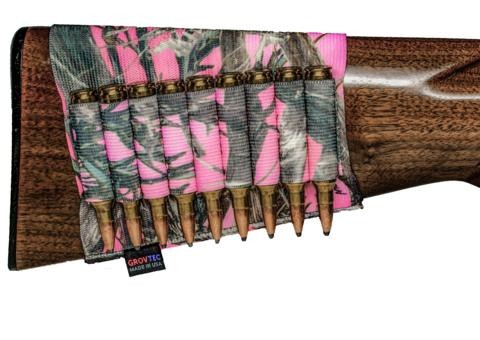 Grovtec Open Style Rifle Buttstock Cartridge Holder TrueTimber Pink Camo