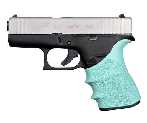 Hogue HandAll Beavertail Pistol Grip Sleeve Aqua - Glock 43X and 48 Models