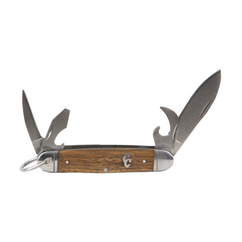 ABKT Cattleman Trailscout Zebrawood Multitool Knife with Can Opener and Awl