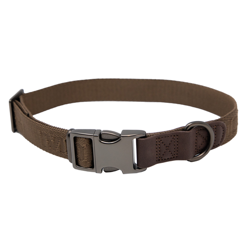 MoMarsh Adjustable Nylon Dog Collar Chocolate Brown 15-23"