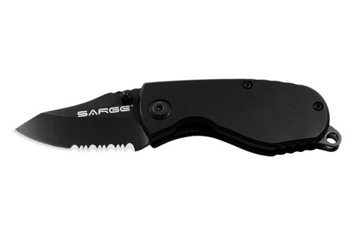 Sarge Knives Black Grunt Compact Tactical Folding Knife with Pocket Clip