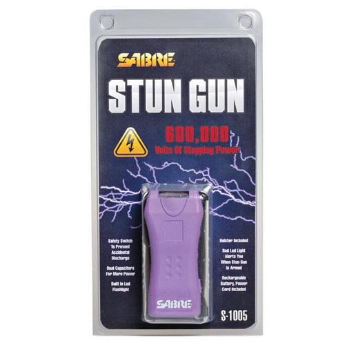 Sabre 600K Volt Compact Stun Gun with LED - Light Purple