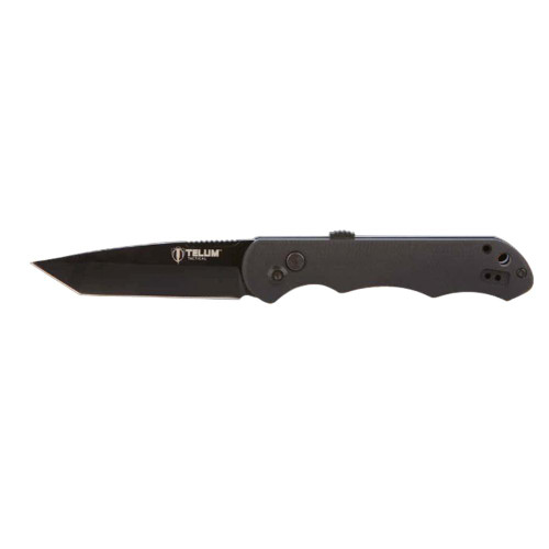 Telum Aftershock D2 Tanto Automatic Tactical Knife 3.5" Black Titanium Coated Blade