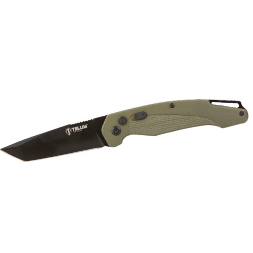 Telum Titan Tactical Push-Button Auto Knife 4" D2 Tanto OD Green