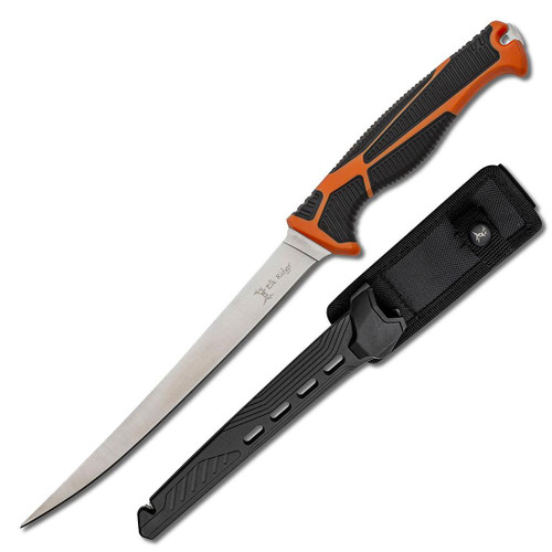 Master Cutlery Elk Ridge Trek Outdoor Fixed Knife 7 Inch Fillet Blade Orange Black