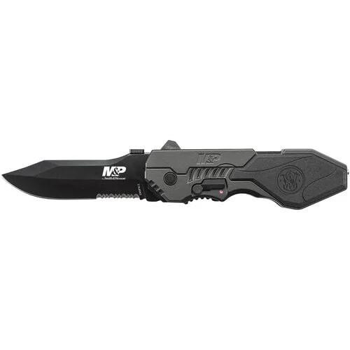 Smith & Wesson M&P Liner Lock Folding Knife 3-3/5" Clip Point Black Aluminum Handle