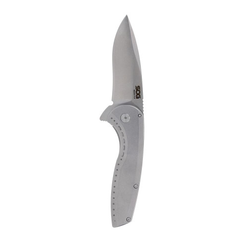 SOG Aegis FLK 2.0 Flipper Folding Knife 3-1/4" Drop Point Silver Stonewashed