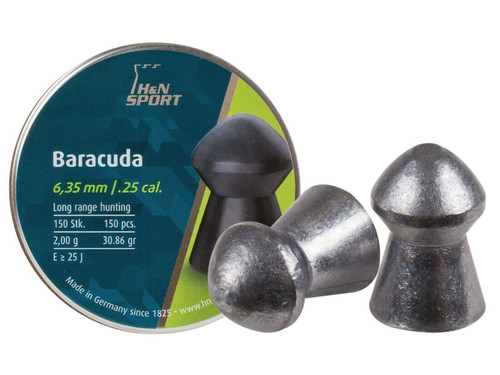 H&N .25 Cal Baracuda Hunter Extreme Airgun Pellets 150 Count Blister
