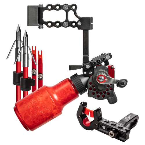 Cajun Winch Pro Bowfishing Kit RH Red with Fighting Wheel Brake