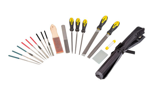 Wheeler Engineering Gunsmithing File Set with Diamond Plates and Rasp - 19 pc