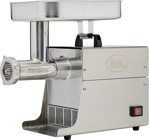 LEM Big Bite #8 Stainless Steel Electric Grinder with Stuffing Tubes