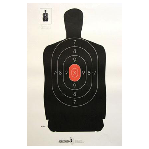 Speedwell Police Silhouette B34G Orange Shooting Targets 100 Count