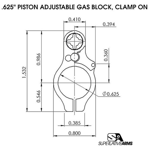 Right Hand AR-15 0.625" Clamp Block Adjustable Piston System