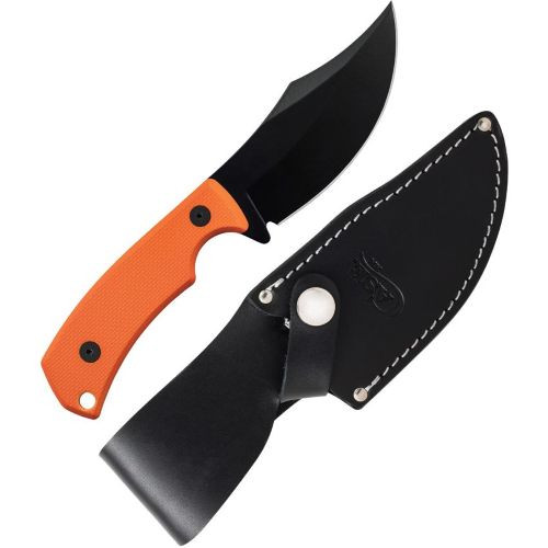 Case Hunter CT3 Textured Orange G10 Fixed Blade Knife with Leather Sheath