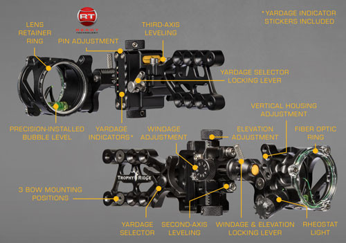 TROPHY RIDGE BOW SIGHT REACT ALPHA 1-PIN .019 RH BLACK