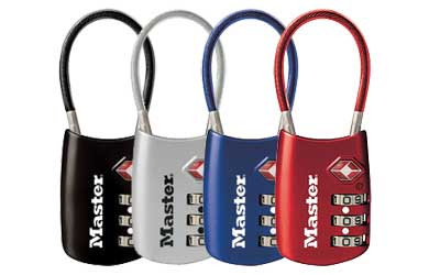 MasterLock 4688D 3-Dial Combination Flexible Cable Lock Assorted Colors TSA Approved