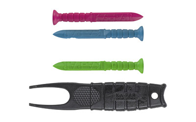 KA-BAR 9936 KA-PAR Golf Tee and Divot Tool Kit, 36 Multi-Color GFN Tees, Black Glass Filled Nylon Divot Tool