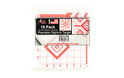 Pro-Shot SI-1-10PK Diamond Precision Sight-In Targets 10 Pack, 16"x16", Red/White