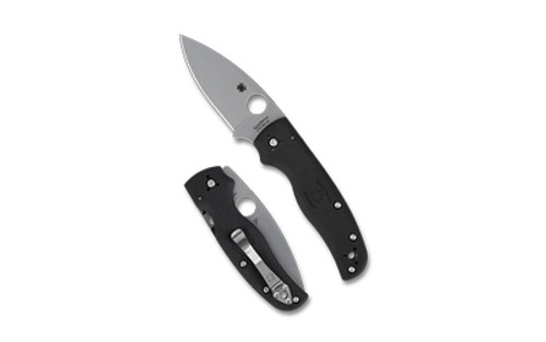Spyderco Shaman Lightweight, Folding Knife, 3.58" Drop Point Blade, 8.25" Overall Length, CTSBD1N Blade Steel, Plain Edge, Satin Finish, Silver, Black FRN Handle, Compression Lock C229PBK