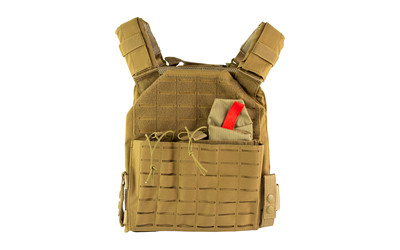 NcSTAR MOLLE Laser Cut Plate Carrier, Tan, Medium to 2XL, Padded Straps, Fits 10x12 Plates CVLCPC3050T