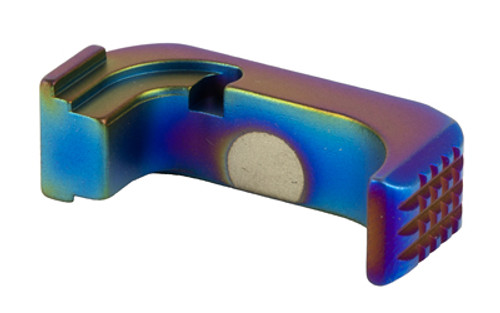 Shield Arms Premium Mag Release, Fits Glock 43X/48, Anodized Finish, Peacock/Rainbow, Right Hand Only G43X-PRM-PBF-RH