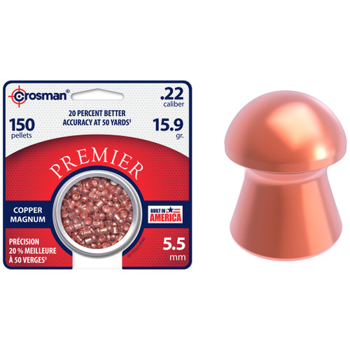 Crosman Premier Copper .22 Cal Airgun Pellets 150 pk