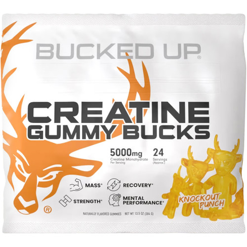 Bucked Up Creatine Gummy Supplement Knockout Punch Flavor 24 Pack