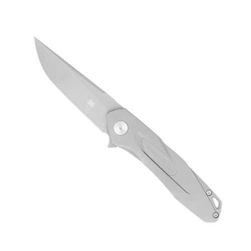 CobraTec Ace Silver Titanium Folding Knife with M390 Blade and Ball Bearing