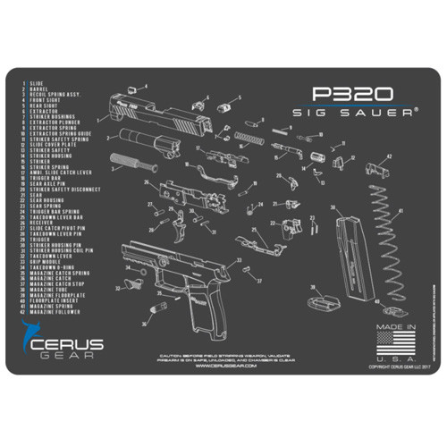 Sig Sauer P320 Cleaning Mat with Schematic - Gray and Blue