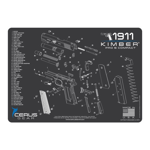 Kimber Compact Pro 1911 Schematic Cleaning Mat - Gray/Blue