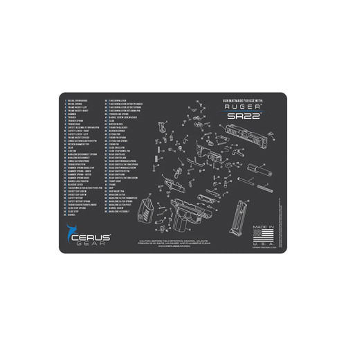 Ruger SR22 Pistol Cleaning Mat with Schematic - Gray