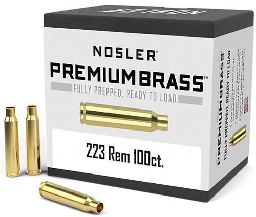 Nosler 10098 Premium Brass Unprimed Cases 223 Rem Rifle Brass 100/Box