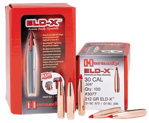 Hornady ELD-X 30 Cal .308 220gr Extremely Low Drag Expanding Hunting Bullets 100/Box