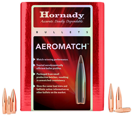 Hornady AeroMatch 22 Cal .224 69 gr Hollow Point Boat Tail Bullets 500 Per Box