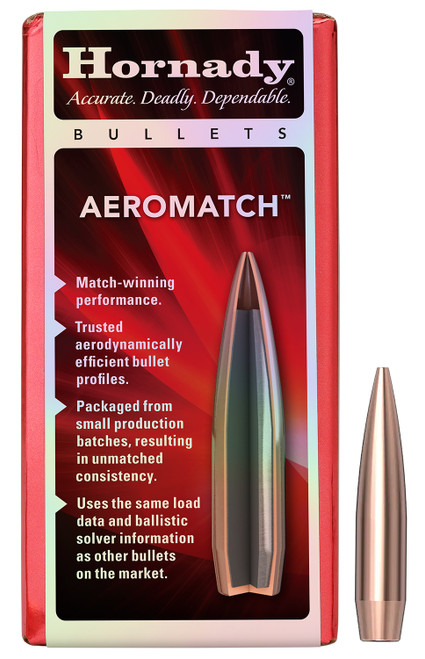 Hornady AeroMatch 22 Cal 69 gr Hollow Point Boat Tail Reloading Bullets 100 Per Box